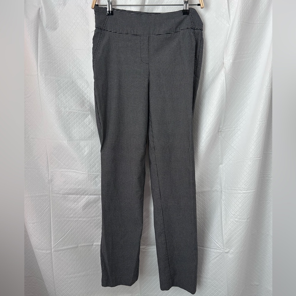 Hilary Radley Black and White Checkered Straight Leg Pants